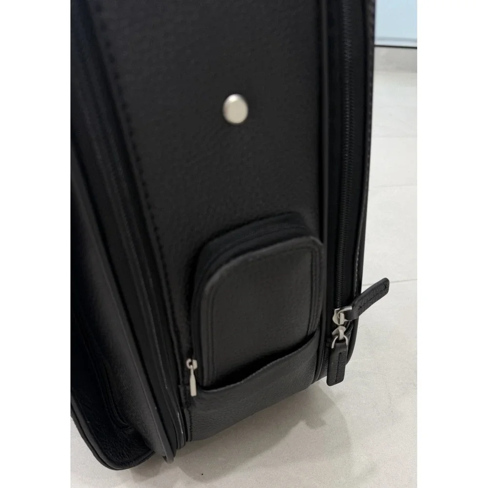 Brooks Brothers Business Case Black Leather Rolling Carry-on 18
